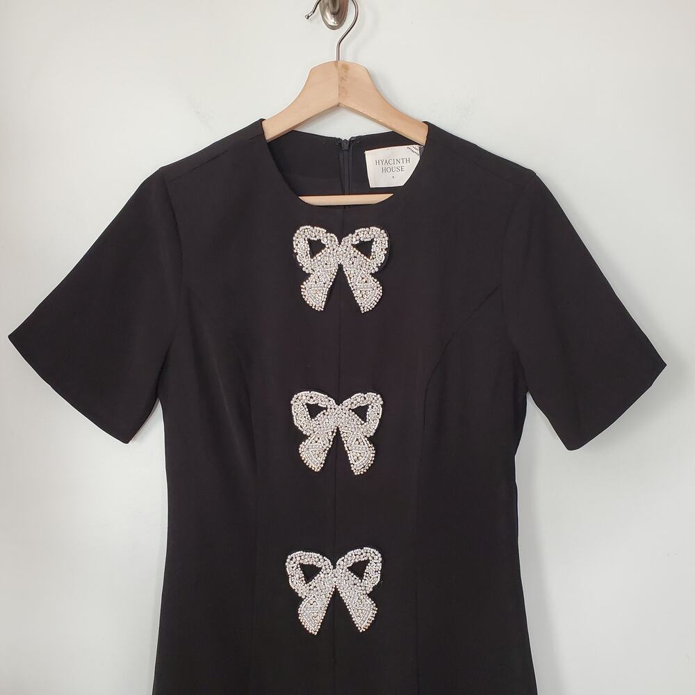 Tuckernuck Hyacinth House Beaded Bows Bernadette Mini Dress Black Size Small - Picture 5 of 12